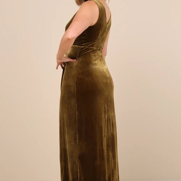 Lulus Beautiful Evenings Olive Green Velvet Twist-Front Maxi Dress - Picture 5 of 14